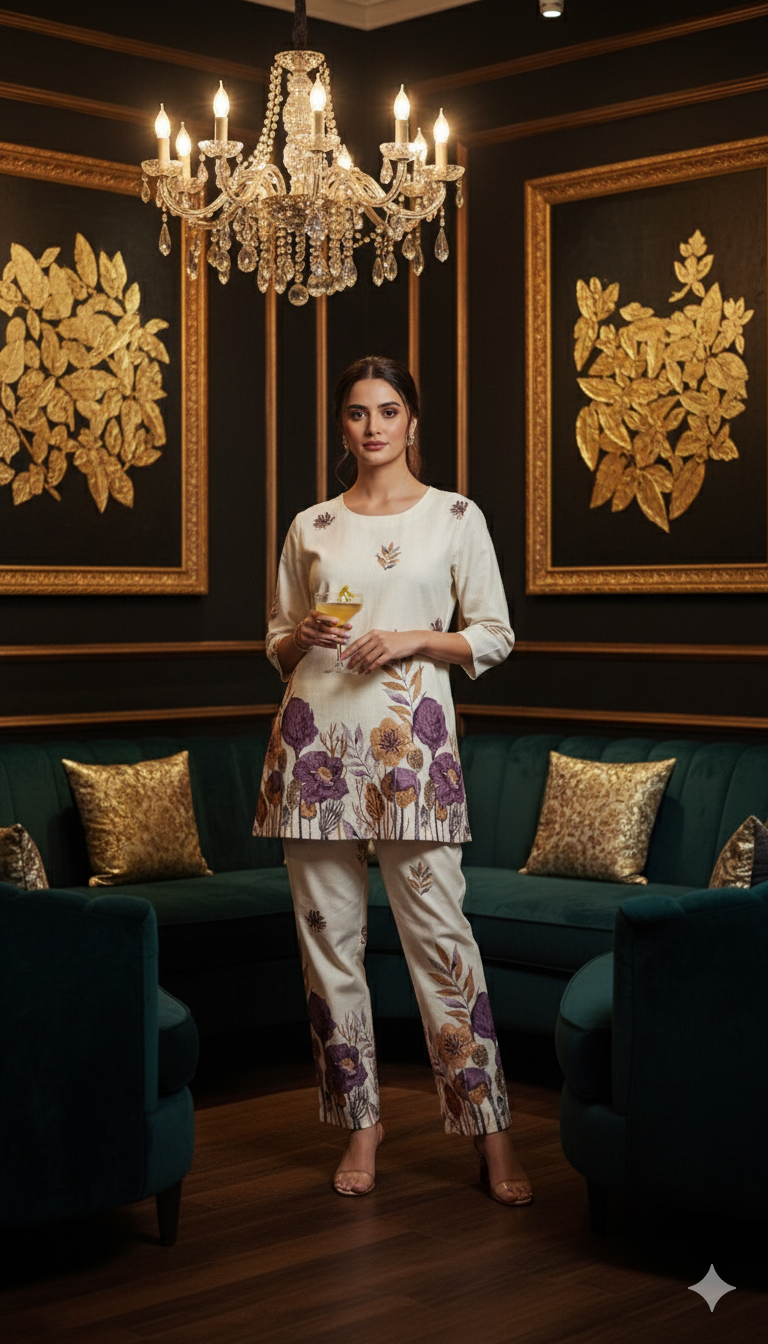 Women’s Magic Cotton Floral Printed Co-ord Set – Elegant Everyday Comfort
