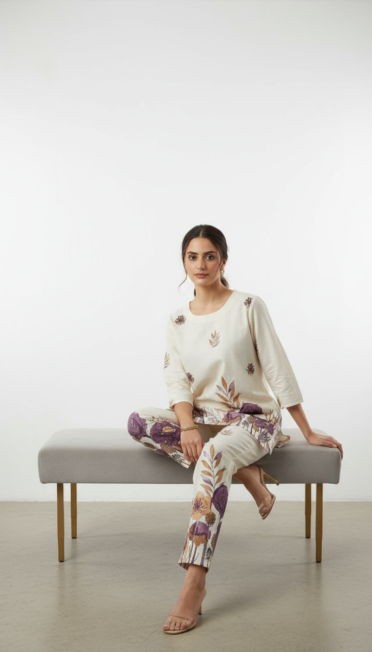 Women’s Magic Cotton Floral Printed Co-ord Set – Elegant Everyday Comfort