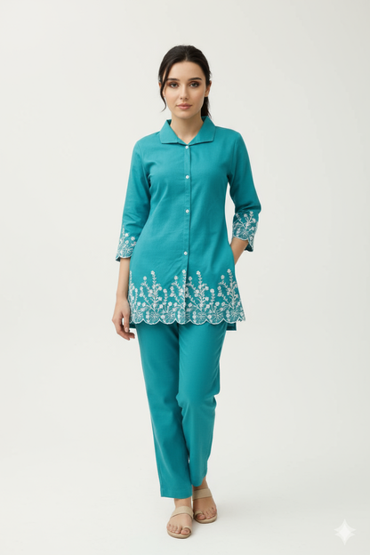 Rayon Embroidered Co-Ord Set for Women & Girls | Elegance Embroidery Kurta & Pant Set | Stylish Rayon Fabric with Intricate Embroidery Work"