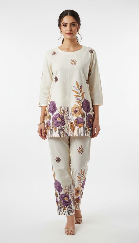 Women’s Magic Cotton Floral Printed Co-ord Set – Elegant Everyday Comfort